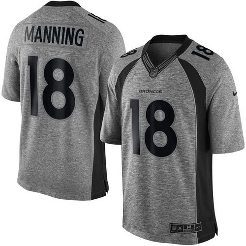 Nike Broncos #18 Peyton Manning Gray Men's Stitched NFL Limited Gridiron Gray Jersey - Click Image to Close